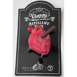 Department 56 Vampire Repellant Pins Wooden Stake 2.2" Halloween Heart Pin